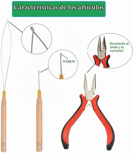 Vista 2 de Juego de herramientas de extensiones de cabello de micro eslabones de 3 Kit de microenlaces de 3 piezas