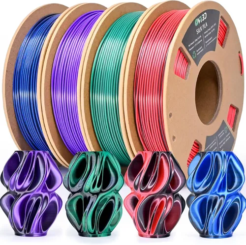 Vista 17 de OVV3D - Filamento PLA para impresora 3D de 8.82 oz x 4 bobinas, PLA Transparente Pla Multicolor