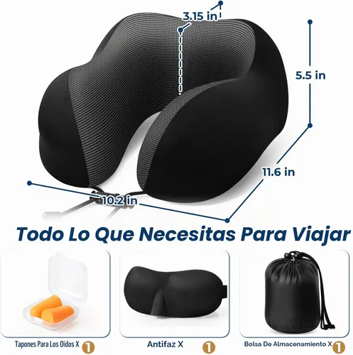 Vista 2 de ExploreBliss Almohada de viaje, almohada de espuma viscoelástica para el Negro