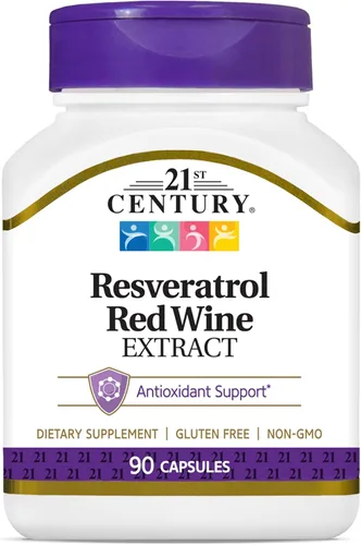 Vista 2 de 21st Century Resveratrol - Cápsulas de extracto de vino tinto - 90 unidades, paquete de 3