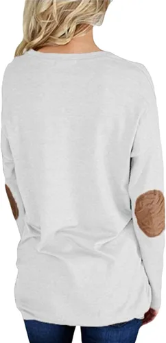 Vista 3 de Pink Queen - Blusa suelta de mujer con cuello redondo, camiseta de manga murciélago con parches