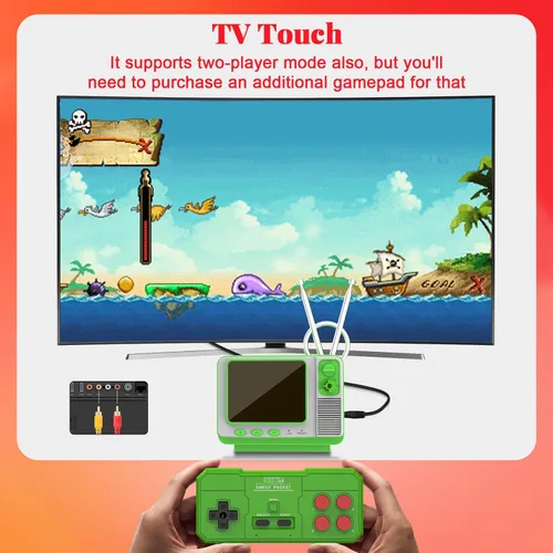 Vista 3 de EASEGMER Consola de juegos de mano retro con 168 juegos clásicos, estilo mini TV, pantalla de 3.0 pulgadas, salida AV, soporte para 2 jugadores