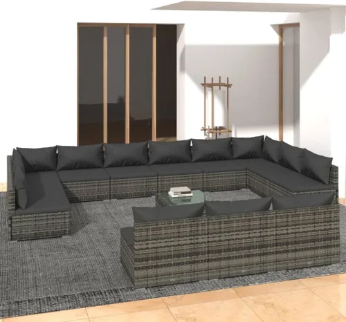 Vista 45 de Sofá de 3 plazas con cojines de ratán de poliéster marrón, juego de muebles de patio al aire libre con 3 sofás centrales para patio trasero, jardín