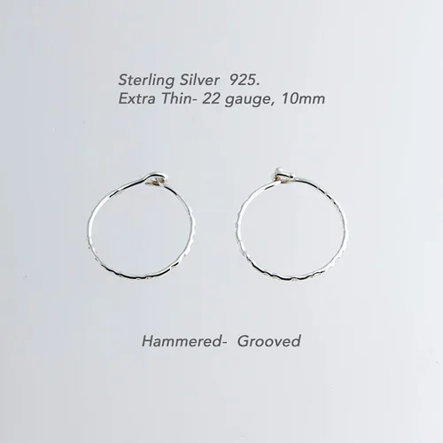 Vista 45 de Aretes de plata de ley abiertos para cartílago, tragus, delgados, calibre 22