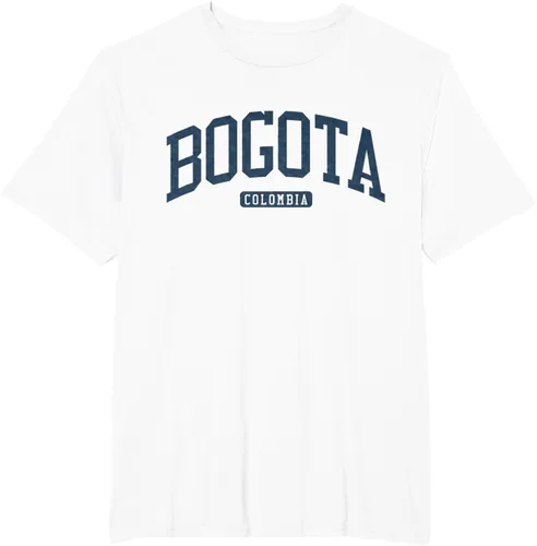 Vista 12 de Bogotá Colombia College University Style Camiseta azul marino, Blanco