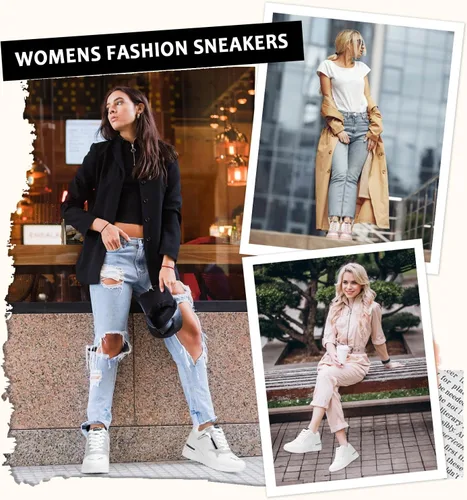 Vista 3 de Vepose Zapatillas de moda para mujer, zapatillas de cuña con soporte de arco para mujer