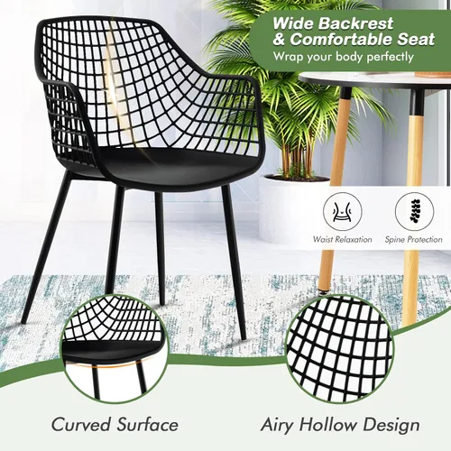 Vista 5 de Giantex Juego de 4 sillas de comedor modernas, sillones negros con respaldo de 15 pulgadas de alto, patas de metal con recubrimiento en polvo