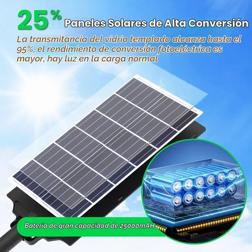 Vista 3 de Paquete de 2 Luces Solares para Exteriores - Luces Solares de 8000W para Exteriores Impermeables con Sensor de Movimiento, 7000K Luces Comerciales