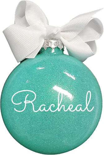 Vista 7 de Adorno de Navidad personalizado relleno de purpurina hecho a medida, regalo ideal para fiesta de intercambio de regalos de oficina (Aqua)