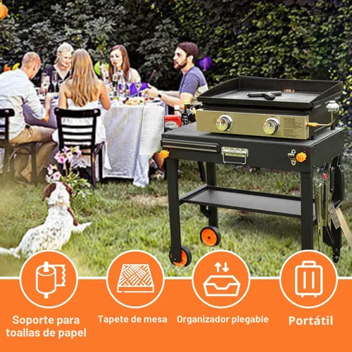 Vista 2 de EUTRKei Carro de mesa y cubierta de plancha para parrilla al aire libre