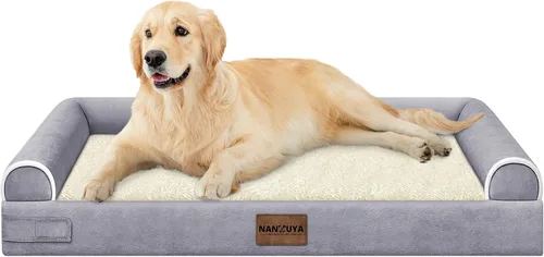Vista 82 de NANUYA - Cama ortopédica para perros de tamaño mediano/grande, lavable: Camas con almohada para perros de tamaño mediano/grande, sofá de espuma