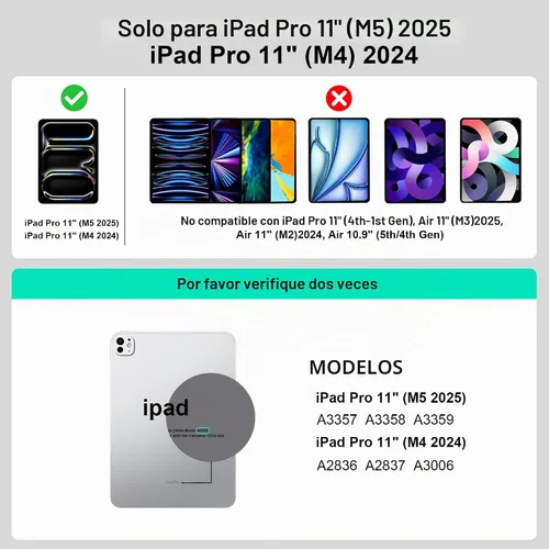 Vista 2 de WIWU - Funda con teclado para iPad Pro de 11 pulgadas, M5/M4 2025/2024 con soporte giratorio de 360°, color negro