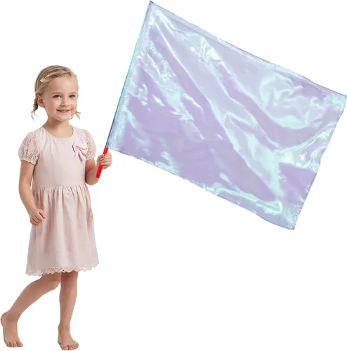 Vista 9 de Banderas de adoración con varilla escalable para niños y niños, bandera rectangular suave de poliéster de 36 pulgadas para práctica de danza