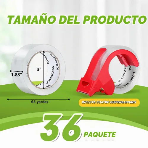 Vista 2 de KAMOTA Cinta de embalaje, 36 rollos de cinta de embalaje transparente resistente para embalaje de envío, sellado en movimiento, 1.88 pulgadas
