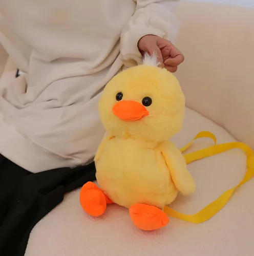 Vista 5 de Lefe Liee Bolsa de peluche de pato, linda mochila de felpa de pato para adultos, accesorios de decoración para adultos, kawaii único y divertido
