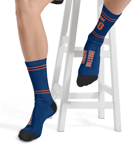 Vista 5 de Calcetines casuales deportivos personalizados, 1 par, añade nombre y número personalizados, regalos para fanáticos del béisbol, hombres y mujeres