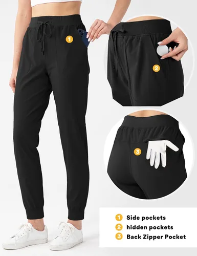 Vista 2 de Fitst4 - Pantalones deportivos de golf para mujer, absorben la humedad, con bolsillos laterales profundos para camping, viajes, caminar, uso diario