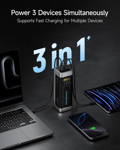 Vista 4 de CUKTECH NO.20 Cargador portátil de 140W, banco de energía de 25,000mAh con 3 puertos, cargador rápido para portátil para viajes y trabajo al aire
