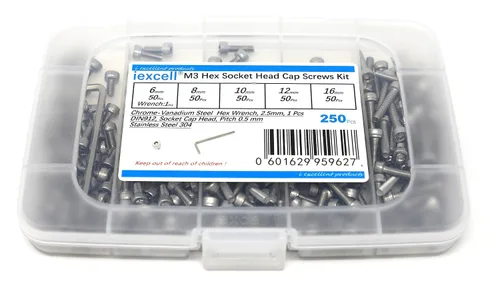 Vista 70 de iexcell Kit de tornillos de cabeza hexagonal de acero inoxidable 304, 100 unidades M2 x 0.157 in, paso de rosca de 0.016 in
