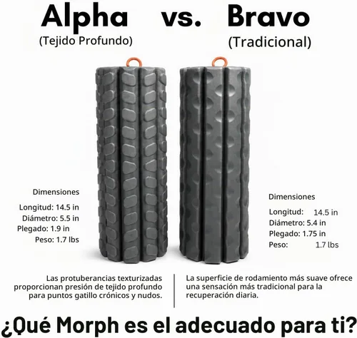 Vista 3 de Brazyn Morph Rodillo de espuma (Alpha-Midnight) Rodillo de espuma plegable para viajes para aliviar el dolor de espalda, recuperación muscular
