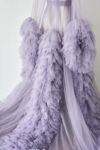 Vista 4 de BATHGOWN Sexy ilusión larga lencería de tul bata camisón bata de baño ropa de dormir bata nupcial bufanda de boda