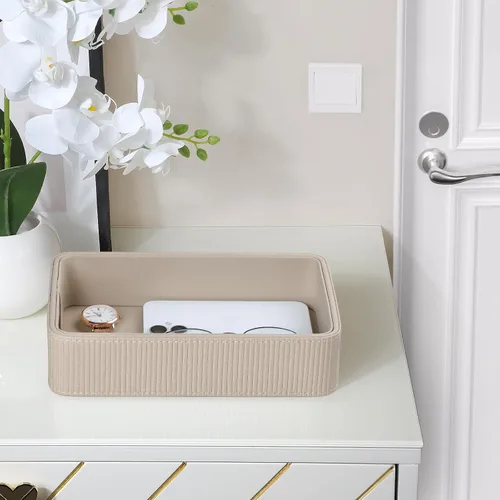 Vista 6 de Pequeña bandeja de valet para llaves, mesita de noche, organizador Beige