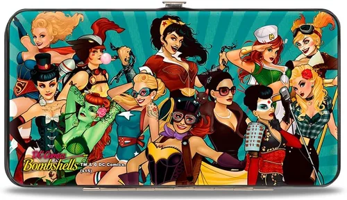 Vista 2 de Buckle-Down Buckle-Down Hinge para mujer - 12-DC Bombshells Group Pose/Rays Blues Billetera, multicolor, 7 x 4 de EE. UU, Varios