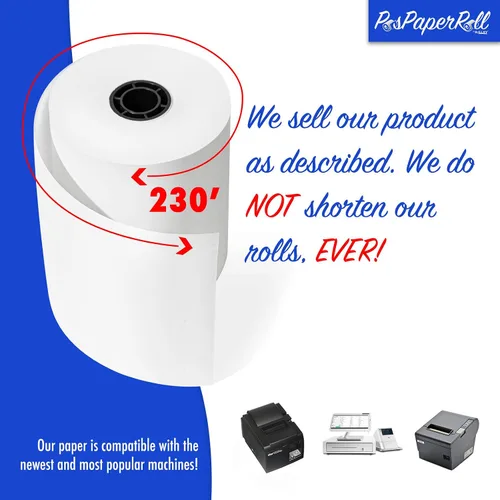Vista 4 de 3 1/8" (80 mm) X 220 pies de registro de efectivo térmico POS papel de recibo 25 rollos/caja