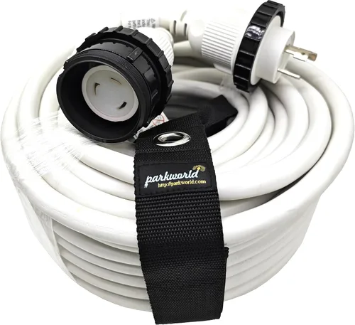 Vista 10 de Parkworld Cable de extensión de alimentación RV Shore, NEMA L5-30 Twist Lock 30A, cable de extensión de barco marino, hembra con collar de sello