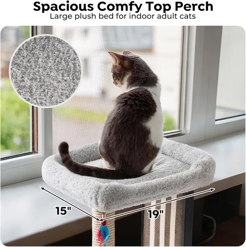 Vista 5 de Veehoo Poste Rascador de Gatos de 35" de Altura para Gatos de Interior Adultos, Almohadilla Rascadora para Gatos Robusta con Marco de Metal
