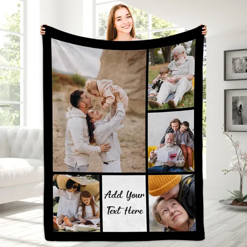 Vista 8 de Magimagine Mantas personalizadas con imágenes de texto para regalos de novio, manta de fotos personalizada para familiares y amigos para Navidad