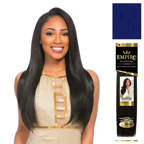Vista 9 de Sensationnel - Cabello humano Empire Yaki, tejido sin enredos para un tejido rápido y estilo cosido para conseguir reflejos artificiales, paquete
