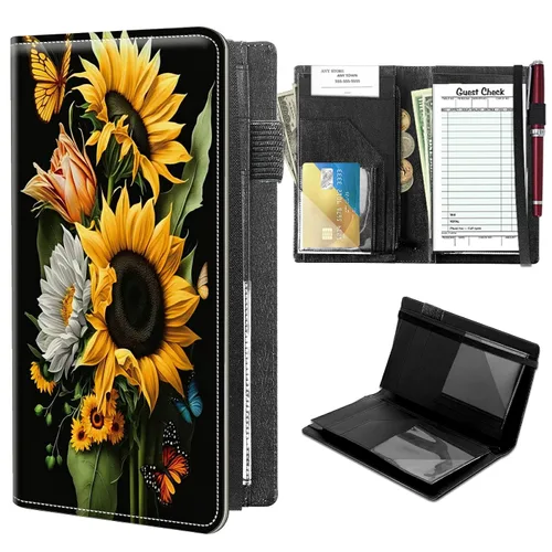 Vista 22 de Libros para Servidores de Alto Volumen, Libro de Servidor de Árbol de Color Artístico con 2 Bolsillos Expandibles de 9 x 5 pulgadas, Lindo Libro