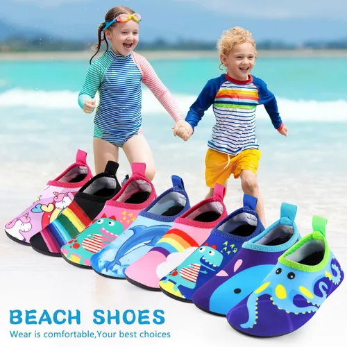 Vista 4 de Zapatos de agua para niños al aire libre, secado rápido, calcetines acuáticos para deportes, playa, natación, surf, ligeros, para niños pequeños