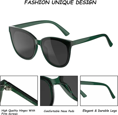 Vista 3 de Lentes de sol redondos de moda para mujeres y hombres, tonos retro de gran tamaño, bloqueo UV