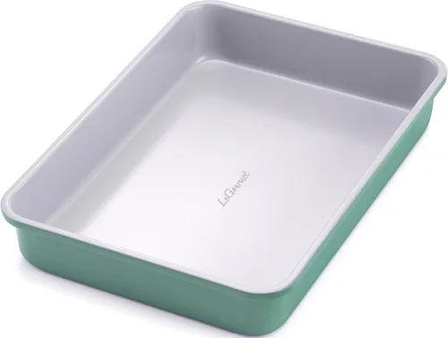 Vista 9 de LeGourmet Bandeja rectangular antiadherente para hornear de 9 x 13 pulgadas, revestimiento de cerámica, no tóxico, acero aluminizado resistente a