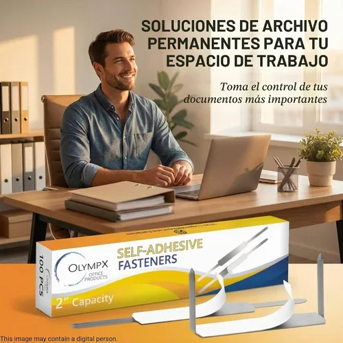 Vista 4 de OLYMPX 100 bases de sujeción de papel autoadhesivas de 2 pulgadas de capacidad, centro de 2.75 pulgadas para accesorios de carpetas de archivos