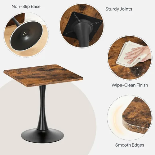 Vista 4 de HOOBRO Mesa de comedor, mesa de comedor cuadrada para 2, mesa de comedor de 27.6 pulgadas para espacios pequeños, mesa de cocina de tulipán, base