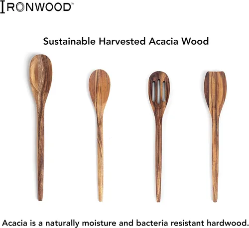 Vista 3 de Ironwood Gourmet Cuchara ranurada de madera de acacia, 12