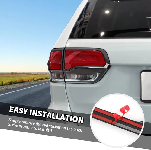 Vista 6 de Jimen Bisel de cubierta de la luz trasera compatible con Jeep Grand Cherokee 2014-2020 (negro)