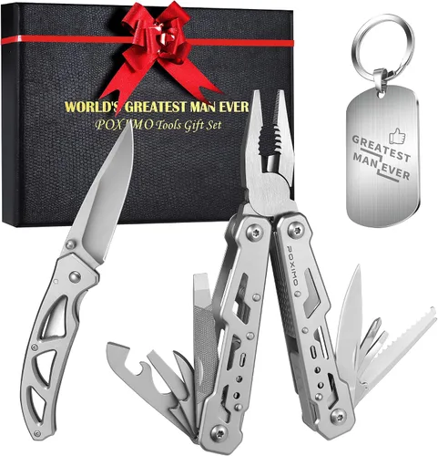 Vista 12 de Multitools - Juego de regalo "THANK YOU", 14 en 1, alicates multiherramientas y cuchillo de bolsillo con etiqueta para llavero, kit EDC de 3 piezas