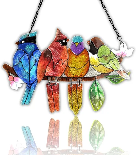 Vista 25 de DASTOLL Colgante de vidrio emplomado para ventana, diseño de lirio del valle, mariposa, atrapasol para puertas, hogar, atrapasoles decoración