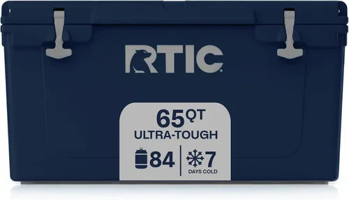 Vista 10 de RTIC - Hielera ultra resistente portátil de 65 cuartos de galón, tipo baúl, con aislamiento, para playa, bebidas, camping, picnic, pesca, barco Gris