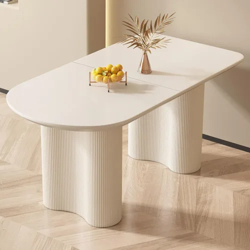 Vista 14 de Guyii Mesa de comedor de 55.11 pulgadas, mesa de cocina moderna para 6 personas, mesa de comedor interior para cocina, bar, sala de estar, espacio