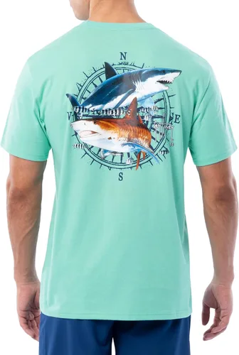 Vista 14 de Guy Harvey Camiseta de manga corta con bolsillo gráfico de algodón OG para hombre Leche de Almendra/Rig Masters