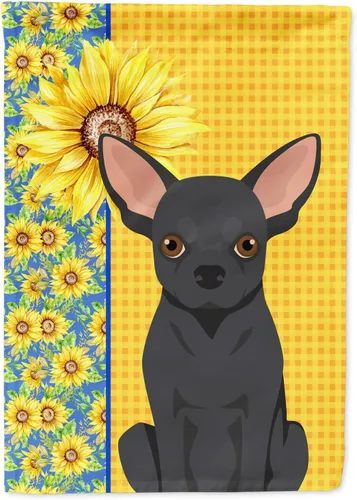 Vista 285 de Caroline's Treasures WDK5313GF Bandera de jardín con diseño de girasoles de verano, color negro y tostado, Airedale Terrier para buzón, bandera