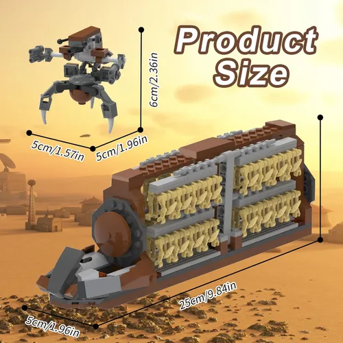 Vista 2 de Kit de Construcción de Ataque de Pelotón Clon del Ejército de Batalla de 32 Piezas, Vehículo Portador de Soldados de Batalla con 2 Droidekas