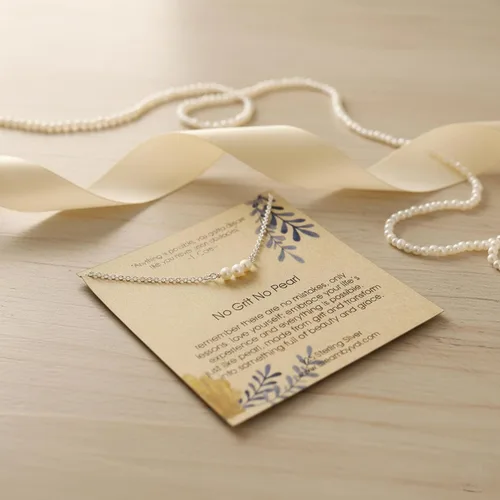 Vista 7 de Collar de plata de ley sin grano y sin perlas, regalo de amor propio y empoderamiento para mujer, colgante de perla real con tarjeta de mensaje