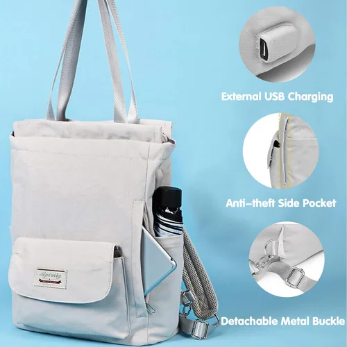 Vista 4 de FANDARE Mochila unisex Bolsas de hombro casuales con puerto de carga USB Equipaje, Negro), CC-AR004