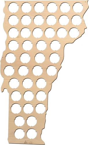 Vista 6 de All States Beer Cap Map Connecticut – 16 x 12 pulgadas – 56 tapas – Connecticut Beer Cap Holder – Madera contrachapada de abedul